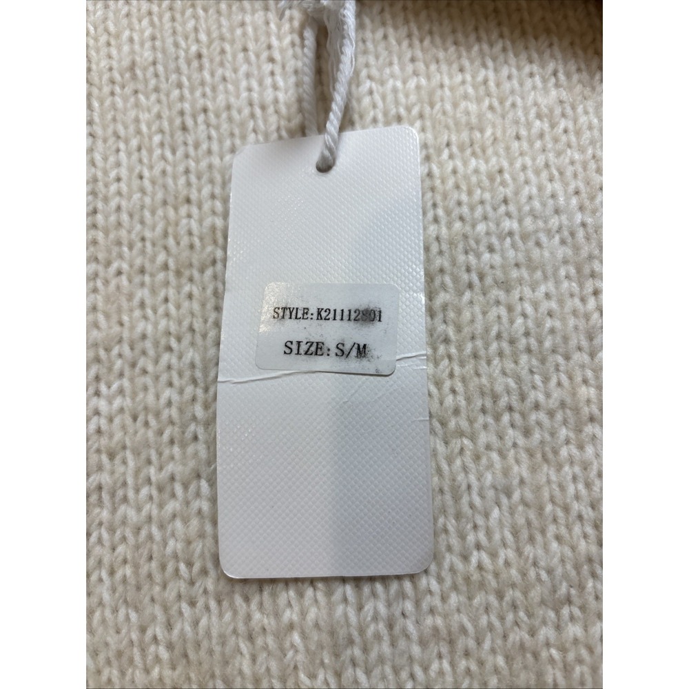 Chunky Knit Cardigan Sweater "Little Lies" Ribbed Boho Cozy Ivory Women's S/M - Picture 10 of 10